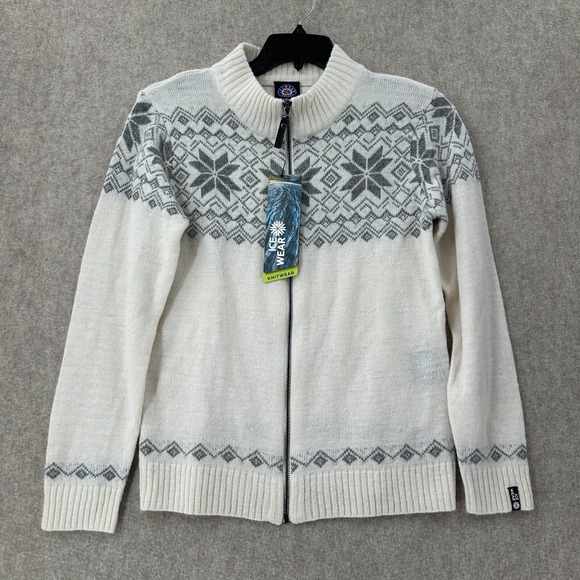 ICEWEARIcelandic Nordic Wool Angora Hand-Knit L Sweater‎ M Snowflake Fair isle